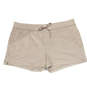 ATHLETA Striped Gray White Pull String Pull On Shorts Size 1X